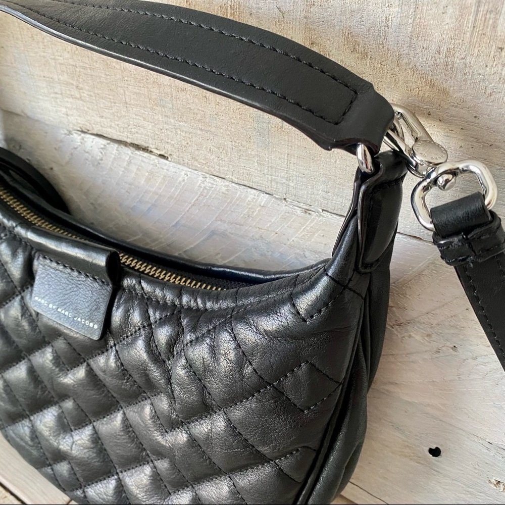 Marc by Marc Jacobs Moto Black Leather Quilted Shoulder or Crossbody Bag - Picture 2 of 10